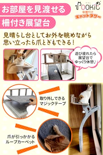 【獣医師監修】 猫 窓 ベッド キャットタワー 吸盤 木製 猫タワー 爪とぎ 大型 スリムの特徴・詳細 画像